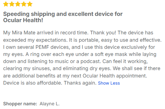 Speeding shipping and excellent device for Ocular Health